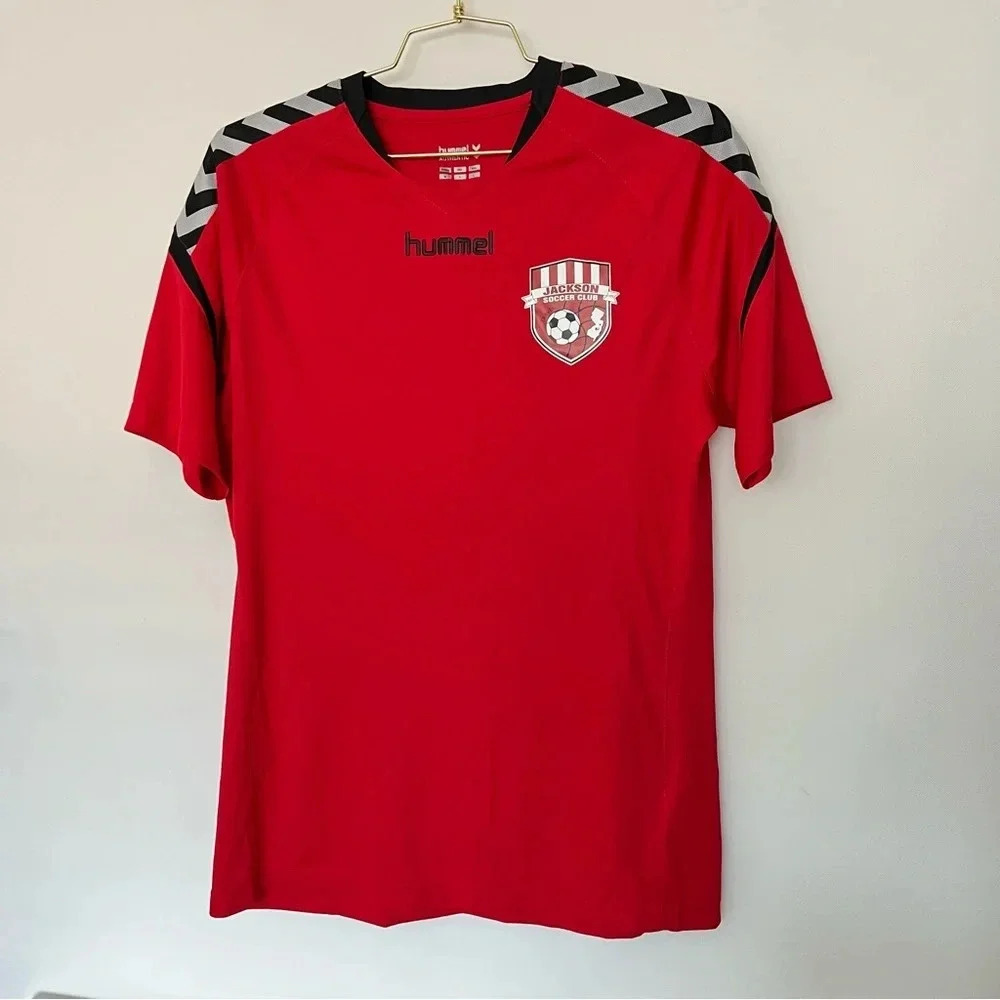 Hummel Authentic Jersey Size Small Weathers Number 8 Mesh Polyester Red Tee